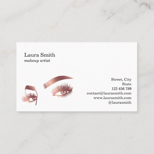 メイクアップアーティスト睫毛バラ金ゴールド美しいサロン眼 名刺 (裏面)