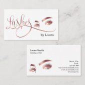 メイクアップアーティスト睫毛バラ金ゴールド美しいサロン眼 名刺 (正面/裏面)