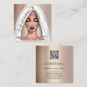 メイクアップアーティスト睫毛眉毛バラホワイトスクア スクエア名刺 (正面/裏面)