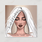 メイクアップアーティスト睫毛眉毛バラホワイトスクア スクエア名刺 (正面)