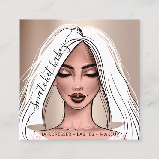 メイクアップアーティスト睫毛眉毛バラホワイトスクア スクエア名刺 (正面)