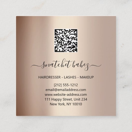 メイクアップアーティスト睫毛眉毛バラホワイトスクア スクエア名刺 (裏面)