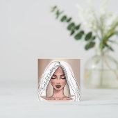 メイクアップアーティスト睫毛眉毛バラホワイトスクア スクエア名刺 (スタンド正面)