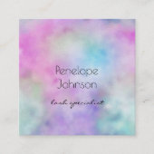 メイクアップアーティスト紫と青のエレガント抽象芸術 スクエア名刺 (正面)