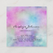 メイクアップアーティスト紫と青のエレガント抽象芸術 スクエア名刺 (裏面)