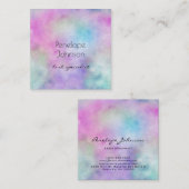 メイクアップアーティスト紫と青のエレガント抽象芸術 スクエア名刺 (正面/裏面)