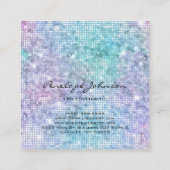 メイクアップアーティスト紫と青のキラキラ スクエア名刺 (裏面)