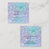 メイクアップアーティスト紫と青のキラキラ スクエア名刺 (正面/裏面)