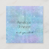 メイクアップアーティスト紫と青シャイニーエレガント スクエア名刺 (正面)