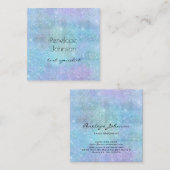 メイクアップアーティスト紫と青シャイニーエレガント スクエア名刺 (正面/裏面)