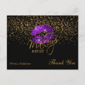 メイクアップアーティスト紫の唇(黒) ポストカード (正面)