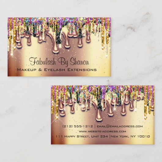 メイクアップアーティスト結婚イベントプランナーのドリップ金ゴールド 名刺