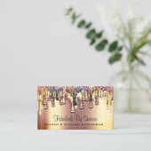 メイクアップアーティスト結婚イベントプランナーのドリップ金ゴールド 名刺 (スタンド正面)