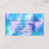 メイクアップアーティスト緑まつ毛ブルーホログラフィックガラス 名刺 (裏面)