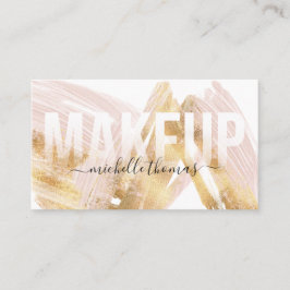 メイクアップアーティスト署名スクリプト赤面ピンクテンプレート 名刺