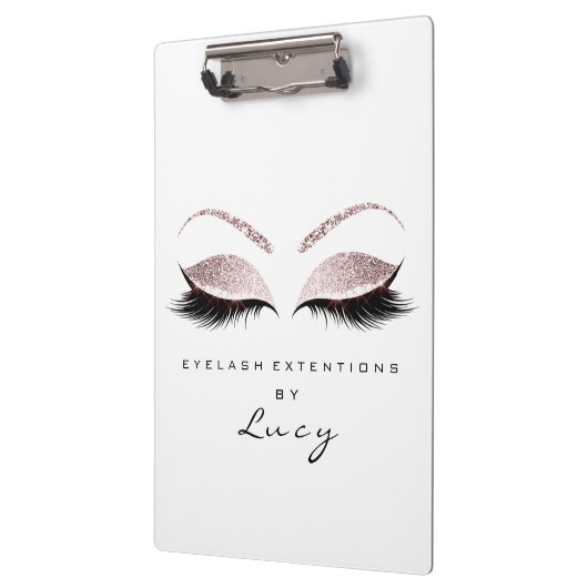 メイクアップアーティスト美しいまばたきグリッターピンクホワイト クリップボード (左)