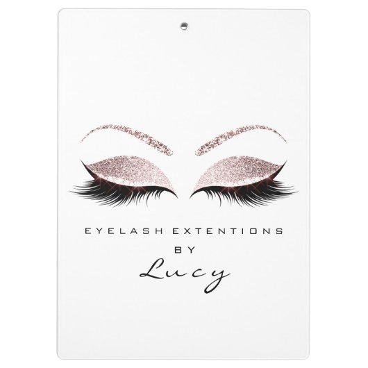 メイクアップアーティスト美しいまばたきグリッターピンクホワイト クリップボード (裏面)