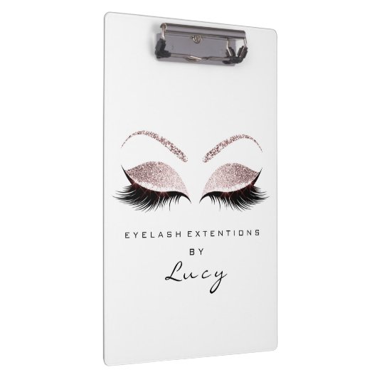 メイクアップアーティスト美しいまばたきグリッターピンクホワイト クリップボード (右)