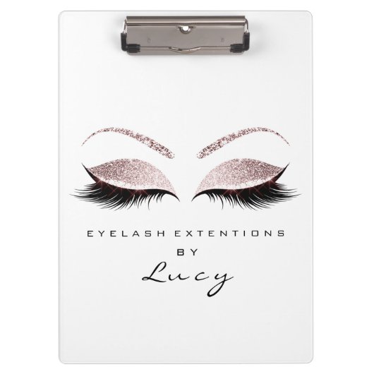 メイクアップアーティスト美しいまばたきグリッターピンクホワイト クリップボード (正面)