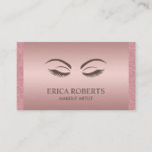 メイクアップアーティスト美しいガールエレガントバラ金ゴールド 名刺 (正面)