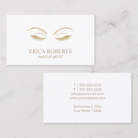 メイクアップアーティスト美しいガールプレインミニマリスト 名刺 (正面/裏面)