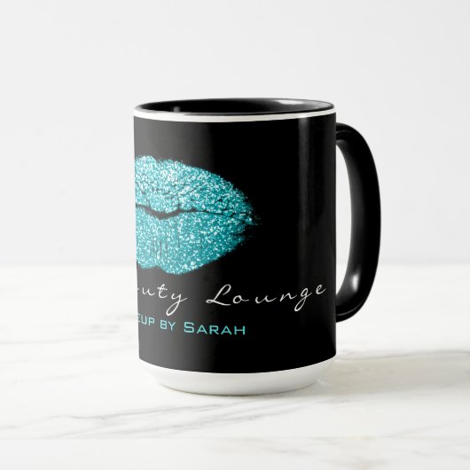 メイクアップアーティスト美しいキスリップティファニーブラック マグカップ (正面右)