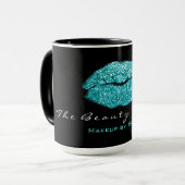 メイクアップアーティスト美しいキスリップティファニーブラック マグカップ (正面左)