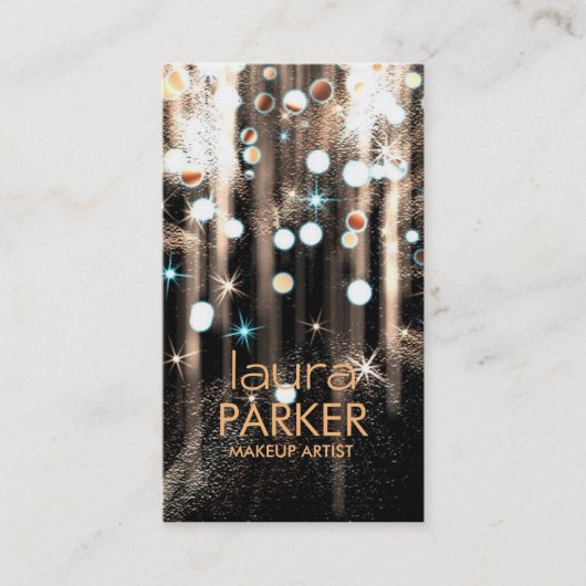 メイクアップアーティスト美しいグリッターブラウン 名刺 (正面)