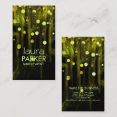 メイクアップアーティスト美しいグリッターライムイエロー 名刺 (正面/裏面)