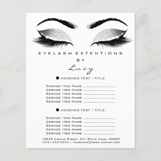 メイクアップアーティスト美しいグリッター価格白黒 チラシ (正面)