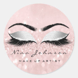 メイクアップアーティスト美しいグレーピンクアイズグリッターまばたき ラウンドシール