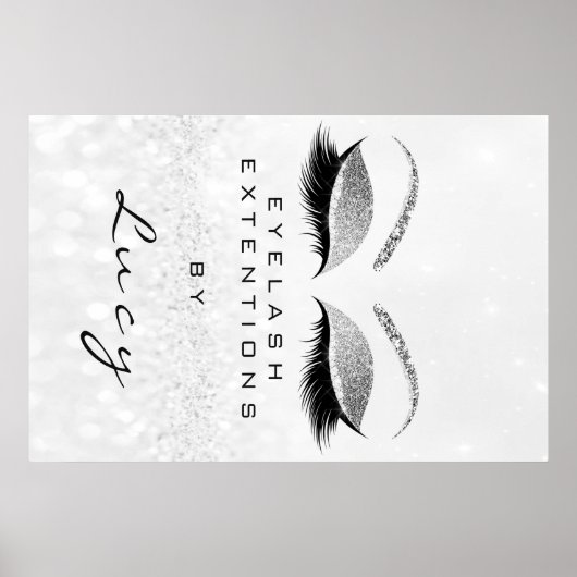 メイクアップアーティスト美しいサロンアイブロシルバーグリッター ポスター (正面)