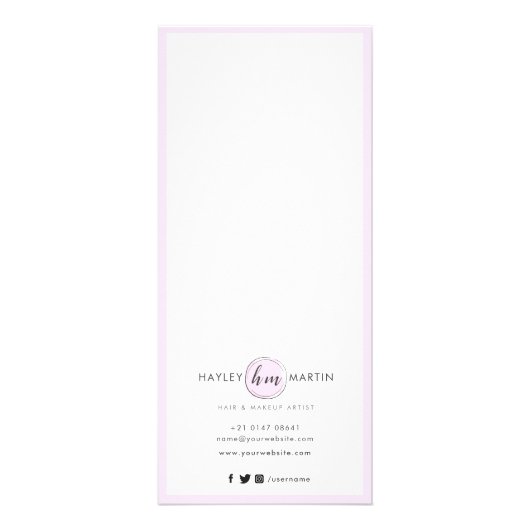 メイクアップアーティスト美しいサロンエレガントピンク価格表 ラックカード (裏面)