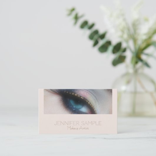 メイクアップアーティスト美しいサロンエレガントラグジュアリーシルク 名刺 (スタンド正面)
