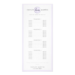 メイクアップアーティスト美しいサロンエレガント価格表 ラックカード