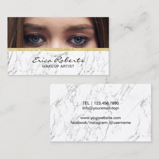 メイクアップアーティスト美しいサロンカスタムフォトマーブル 名刺 (正面/裏面)