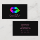 メイクアップアーティスト美しいサロンカラフルリップモダン 名刺 (正面/裏面)