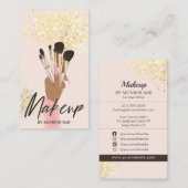 メイクアップアーティスト美しいサロングラムピンク金ゴールドクリーム 名刺 (正面/裏面)