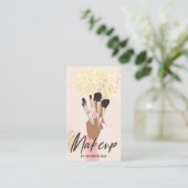 メイクアップアーティスト美しいサロングラムピンク金ゴールドクリーム 名刺 (スタンド正面)