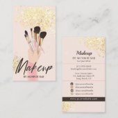 メイクアップアーティスト美しいサロングラムピンク金ゴールドクリーム 名刺 (正面/裏面)