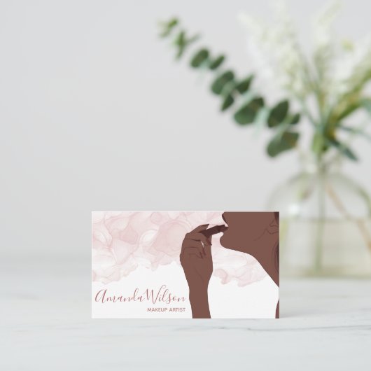 メイクアップアーティスト美しいサロングリッターアフロアメリカン 名刺 (スタンド正面)