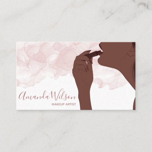 メイクアップアーティスト美しいサロングリッターアフロアメリカン 名刺 (正面)