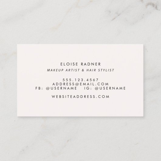 メイクアップアーティスト美しいサロンシルバーセイン 名刺 (裏面)