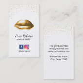 メイクアップアーティスト美しいサロントレンディー金ゴールド唇 名刺 (正面/裏面)