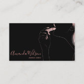 メイクアップアーティスト美しいサロンバラ金ゴールドグリッターブラック 名刺 (正面)