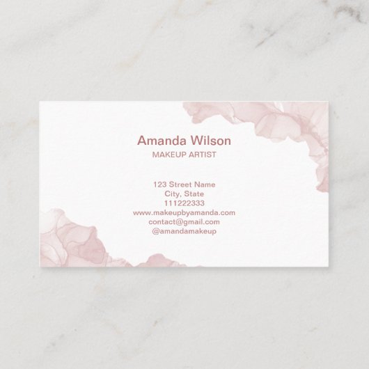 メイクアップアーティスト美しいサロンバラ金ゴールドグリッター女性 名刺 (裏面)