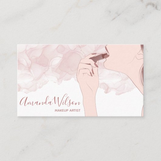 メイクアップアーティスト美しいサロンバラ金ゴールドグリッター女性 名刺 (正面)