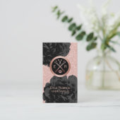 メイクアップアーティスト美しいサロンバラ金ゴールドブラックフローラ 名刺 (スタンド正面)