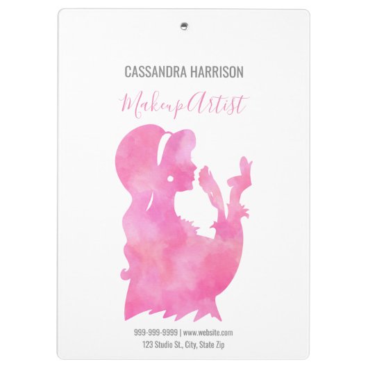 メイクアップアーティスト美しいサロンパーソナライズされた水彩 クリップボード (裏面)