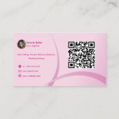 メイクアップアーティスト美しいサロンピンクフォトQRコードロゴ 名刺 (裏面)